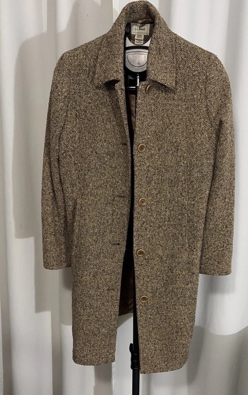 L L Bean Women’s Brown Wool Blend Coat With Satin Lining Sz 12